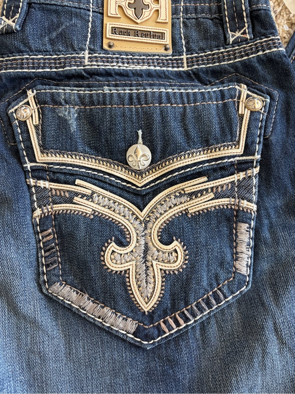 Rock Revival Men’s Indigo Blue Embroidered Back Pocket Straight Jeans Sz 38 - Picture 13 of 13